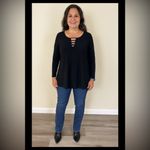 Boston Proper NWT  Black‎ Wrinkle Free Long Sleeve Cut Out Top Size Medium Photo 8