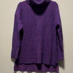 NAADAM Purple Two Tone Turtleneck High/Low Sweater, Wool/Cashmere Blend, Size S Photo 1