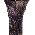 Laundry by Design Womens 6 True Wrap Dress Animal Print Cap Sleeve Purple Black Photo 0