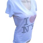 NWT I Heart NY Tee, Women's Size L, Beaded, White, Short Sleeve, V Photo 7