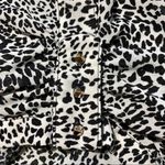 ZARA  Top Blouse Black & White Animal Print V-Neck Studded Short Sleeve Top Small Photo 3
