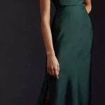 BHLDN Anthropologie  Satin Cowl Neck Emerald Green Midi Slip Dress Size 2  Photo 0