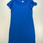 Talbots New Blue Cotton T-Shirt Dress with Crochet Neckline Detail Large Photo 0
