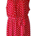 NWOT Red Polka Dot Dress Sleeveless Belted Chiffon Fabric Size undefined Photo 0