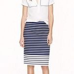 J.Crew Striped Nautical A Lined Knee Length Pencil Skirt Back Zip 2 Blue White Photo 0