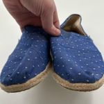 Toms Blue and White Polka Dot Classic Canvas Slip On Flat Shoe Photo 4
