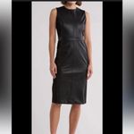 Spanx Faux Leather and Ponte Fabric Luxe Black Sheath Dress New with tag… Photo 2