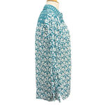 Soft Surroundings  Teal White Patterned Button Down Shirt M Photo 3