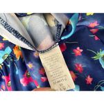 Lounge Vintage Womens 1X Top MuuMuu Shirt Short Sleeve Hawaiian Floral Blue Photo 8