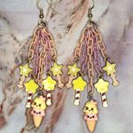 Handmade Pastel Chain Kawaii Ice Cream Magic Wand Earrings Pink Photo 1