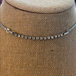 Trifari Vintage Silver Tone and Blue Rhinestone Leaf Bib Choker Necklace Photo 3