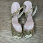 Kate Spade  ♠️ new york Briana Platform Block Heel Gold Glitter Heels Women’s 7.5 Photo 5