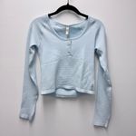 NWT FP Movement Bail Out Crop Thermal Knit Top, Arctic Snow Blue | Size Medium Photo 2
