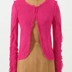 Anthropologie PORTRAIT of a GIRL Clutched Cardigan XL Pink Lightweight Ruffle Photo 0