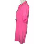 J.Crew Drawstring Shirt Dress Long Sleeves Roll Tab Patch Pockets Neon Pink Sz 0 Photo 9