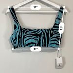 Shade & Shore Women’s Zebra Print Ruffle Swim Bikini Top Black & Teal NWT Photo 4