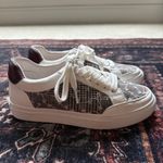 BIRDIES the Cardinal Leather Sneakers in Floral Houndstooth plaid White Size 7 Photo 2