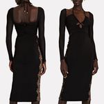 Self Portrait Self-Portrait Black Jersey Lace Cut Out Halter Midi Dress Photo 2