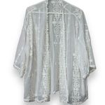 Forever 21  Women’s size large ivory cover up sheer floral short sleeve pre loved Photo 0