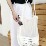 Mesh Tote Bag Japanese White summer net shopping shoulder grocery bag Multiuse Photo 1