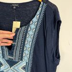 Lucky Brand NWT  Embroidered Top Blouse Sz XL Blue Western Aztec Flowy Tank Photo 7