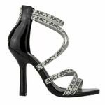 Juicy Couture NWT Womens Gabrielle Platform Heel Sandal Black -Silver straps 10M Photo 0