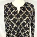 Dana Buchman vneck black and tan geometric print top size large Photo 1