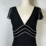 BCBGMAXAZRIA Sheer Layer Silk Black And White V-Neck Dress Women’s Size 8 Photo 2