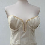 American Vintage VTG Bustier Bra Sz 38B New Overbust Ivory Backless Plunge Padded Structured Photo 0
