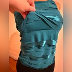 Black Sacks Fifth Avenue Teal Blue Sleeveless Tiered Satin Ruffle Blouse Sz S Photo 3