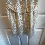 Vintage Elegant Ivory Lace Tiered Dress Short Sleeve Cocktail Party Occasion XS White Photo 6