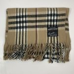 Pierre Cardin  Scarf Tan Plaid Nova Check Acrylic Plaid Fringe Hem Woven Winter Photo 2
