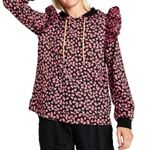 Sandy Liang  X Target Women's Floral print Ruffle Hooded Sweatshirt Photo 1