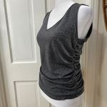 Escada Sz M? Sparkle Metallic Shimmer Ruched Evening Tank Top Luxury Gray Italy Silver Size M Photo 1