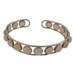 Sterling Silver Adjustable Rose Quartz Cabochon Cuff Bracelet Pink Photo 4