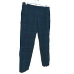 Theory  Womens Gingham Plaid Wool Trouser Pants 10 Blue Green Holiday Academia Photo 3