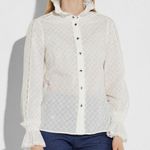 Coach 💙 NEW Broderie Anglaise lace long sleeve top Photo 0