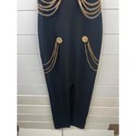 Black Sleeveless Bodycon Maxi Dress With Gold Chain Front Slit Size Small Photo 5