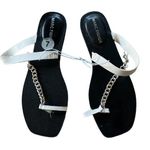 Marc Fisher NEW SILVER CHAIN SANDAL SLIP ON BLACK SZ- 7 Photo 0