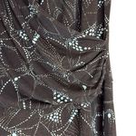 AA Studio AA 18W Brown Green Floral Print Side Ruched Faux Wrap Front Dress Photo 3