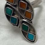 Vintage Southwestern Navajo Turquoise Coral & Sterling Silver Old Pawn Ring Red Photo 8