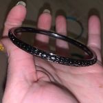 Set of 3 teal & black straw metal bangle bracelets Blue Photo 2