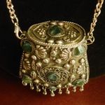 Sajai Gemstone Coin Purse Ethnic Silver Pendant Necklace Green Gemstones Bohemia Photo 6