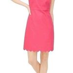 J.Crew  Scalloped Basketweave Square Neck Dress Women’s Size 6 Pink Cotton Photo 0