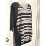 Dana Buchman Womens Black Striped V Neck 3/4 Sleeve Top Shirt Large Blouse Work Photo 8