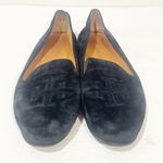 Tory Burch  Size 8.5 Leigh Black Suede Logo Round Toe Slip On Flats Loafer Photo 1