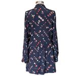 Rebecca Taylor  SILK Mini Shirt Dress Cocktail Blue Floral Button Down Ruffles 8 Photo 1