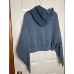 Free People Women Medium Joey Cropped Hoodie Midnight Blue Boxy Fit Pocket Photo 3