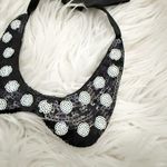 Disney x DISNEYLAND | Minnie Mouse Collar Peter Pan Sequin Polka Dot Black White Photo 2