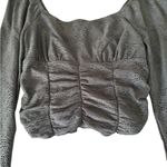 Urban Romantics  Gray Ruched Long Sleeve Crop Top, Size S Photo 2